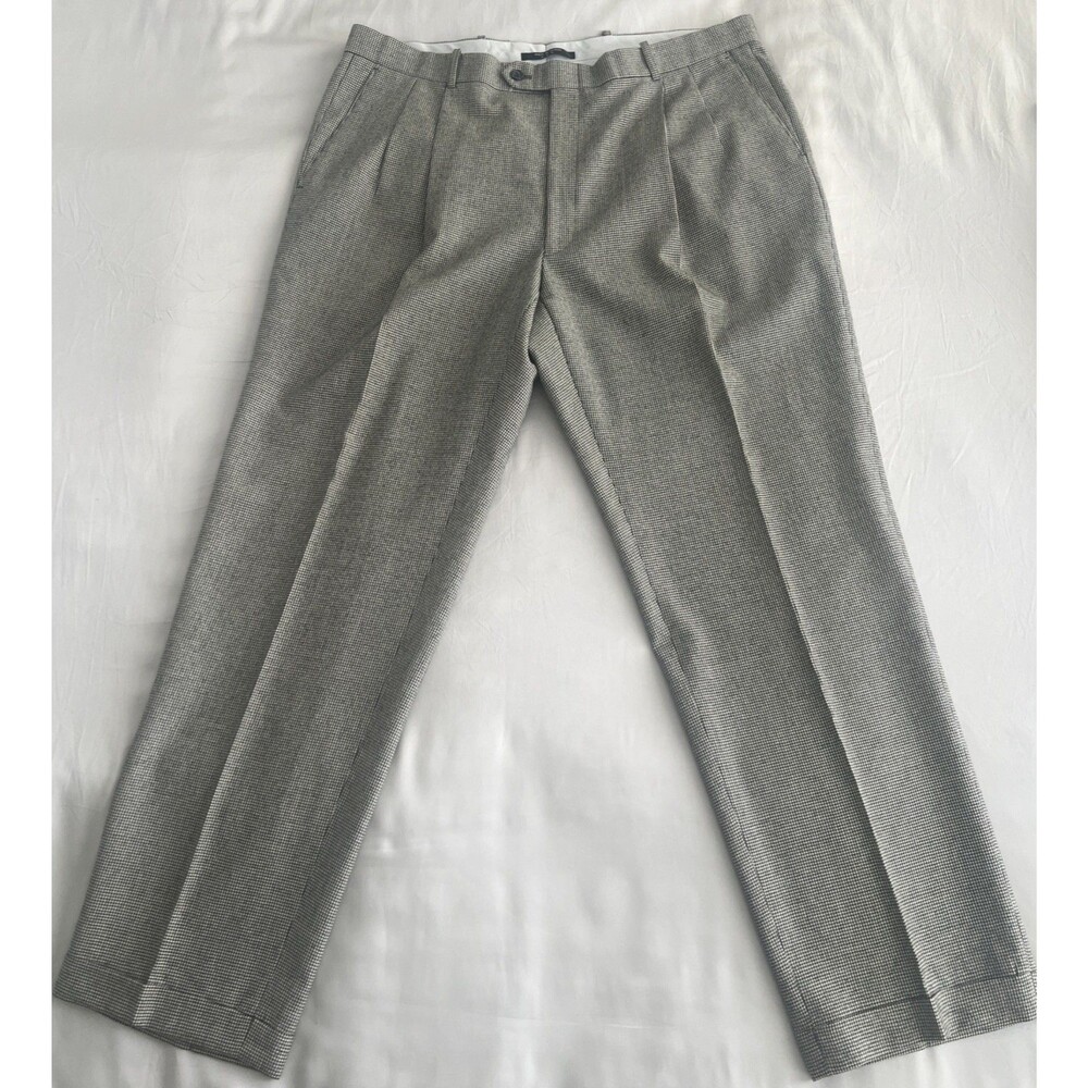 Pierre Balmain Men's Grey Wool Dress Trousers, 42 Waist Nice Pattern